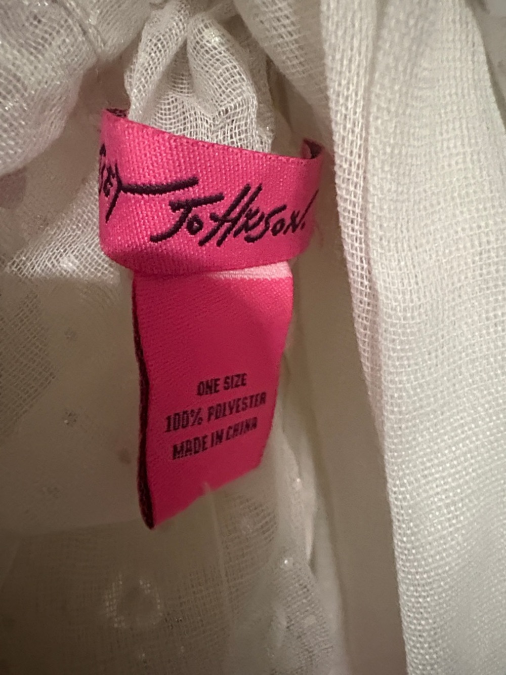 Betsey Johnson White Heart Print Scarf with Silver Foil Accents - Picture 3 of 4